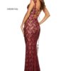fitted wine lace prom dress
