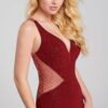 wine prom dress with sheer sides