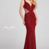 wine shimmer fitted jersey sheath prom dress with sheer sides