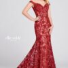 lace red off the shoulder prom dress