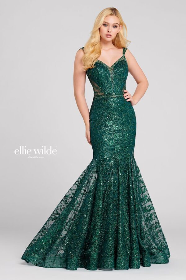 emerald sequin prom dress